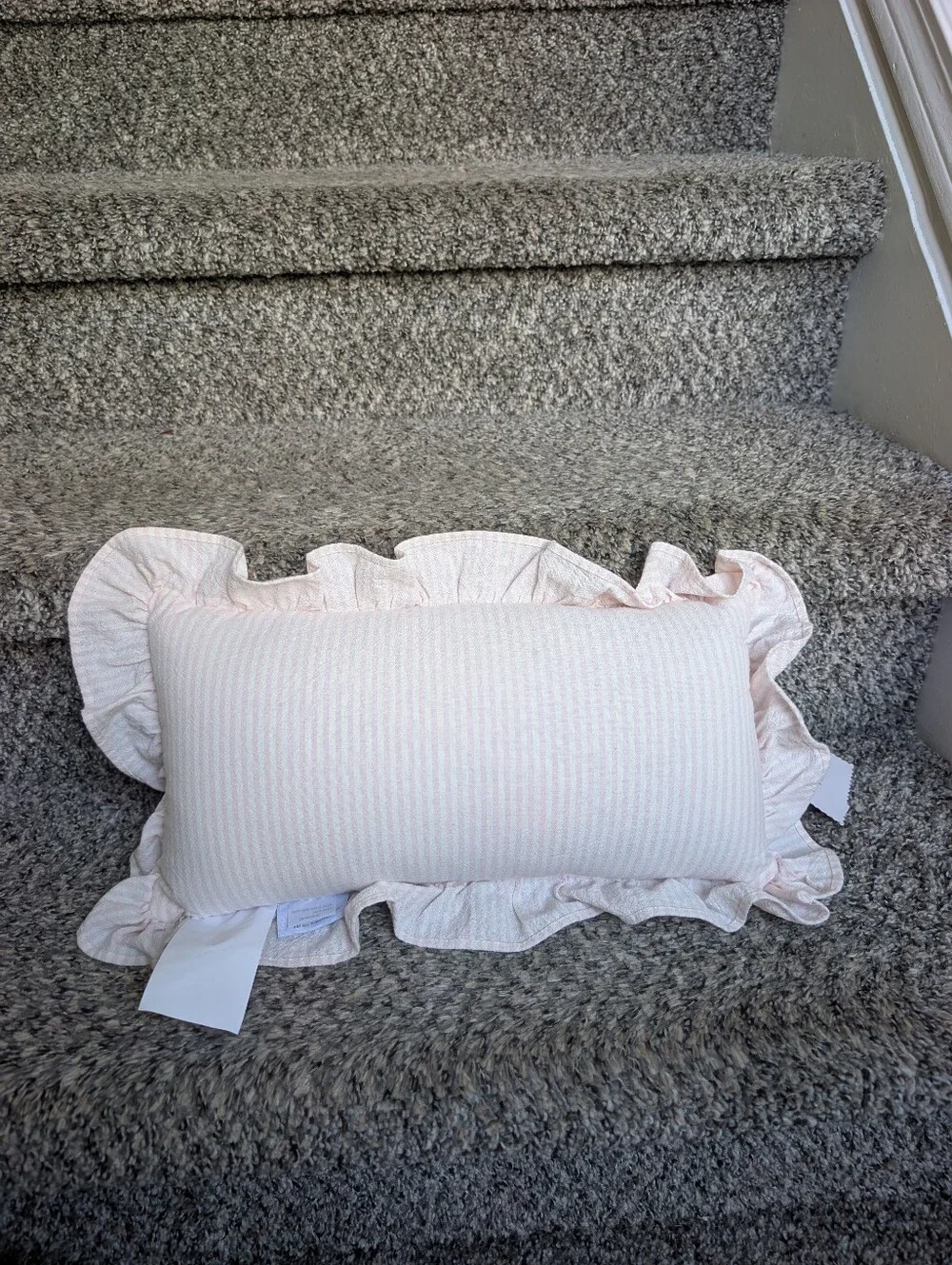 Valerie Amelia Pink and White Cozy Cottagecore Pillow Just a Little Treat Cotton